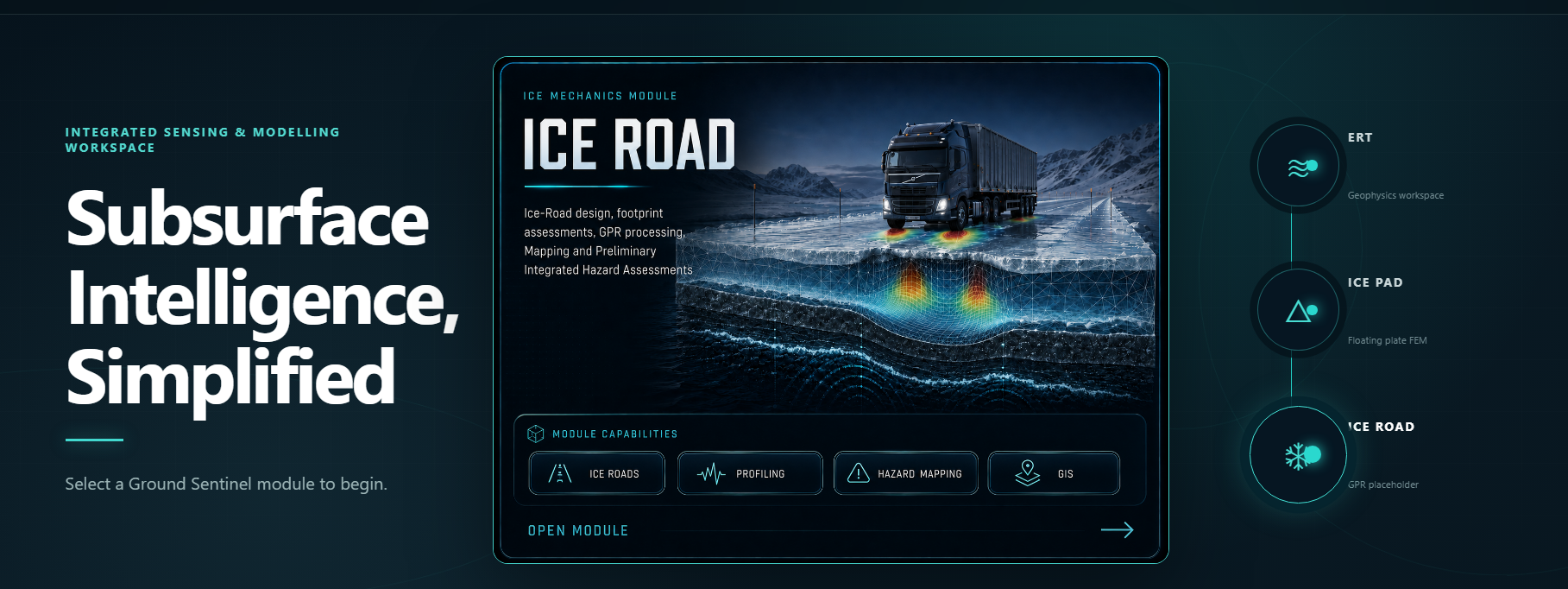 Ground Sentinel Ice Road and integrated sensing workspace